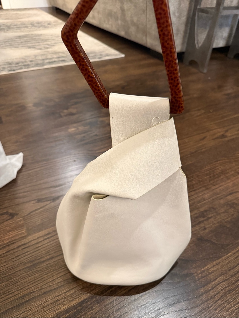 cult gaia Cream Knot Shoulder Bag with Tortoiseshell Handle